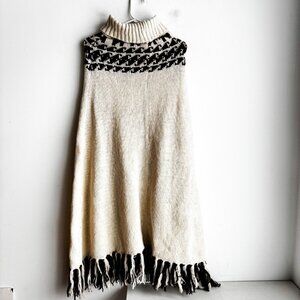 Ark Imports Ivory New Zealand Wool Sweater Poncho S